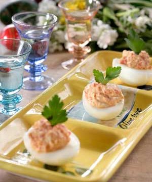FETA-GREEK YOGURT STUFFED DEVILED EGGS