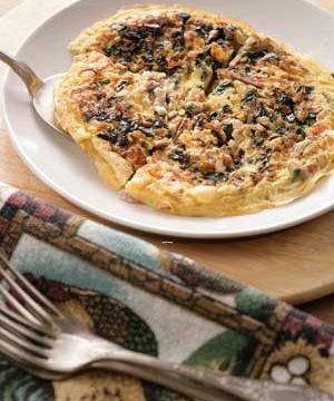 Omelet with Leftover Lamb, Spinach, Feta, and Herbs