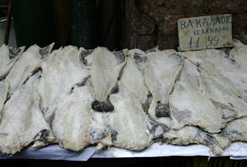 Saltcod, called bakaliaros in Greek