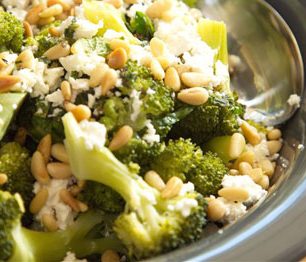 Broccoli, feta, pine nuts