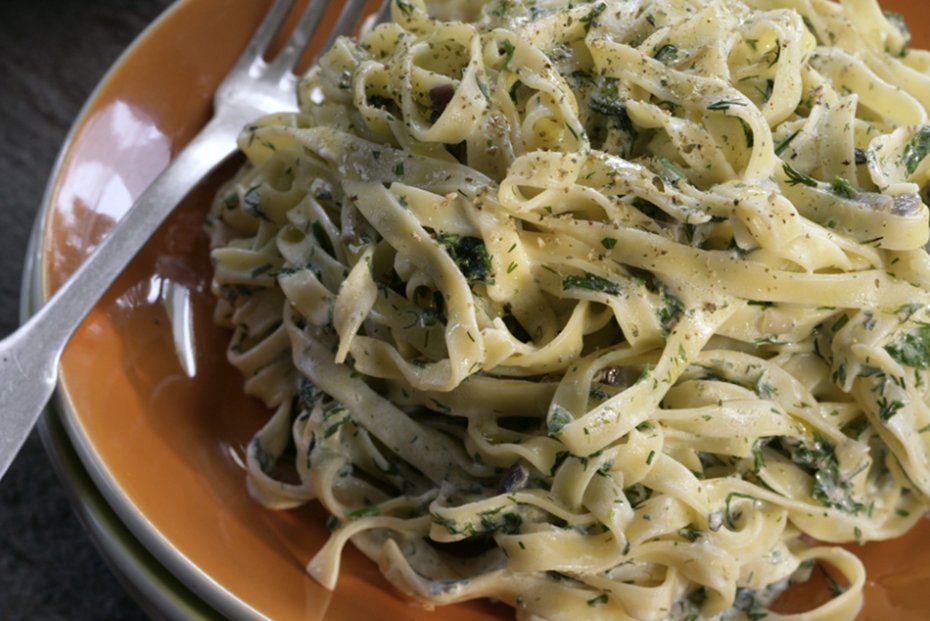Eleni Karimali's Matsi Noodles with Yogurt and Herbs Greek Food