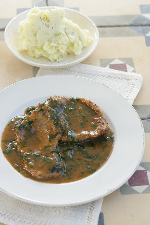 PanFried Veal with a Tangy Vinegar Sauce from Corfu (Kerkyraiko