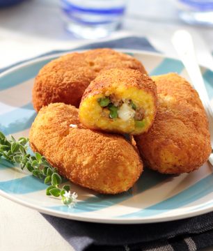 Rice Croquettes with Peas and Saffron