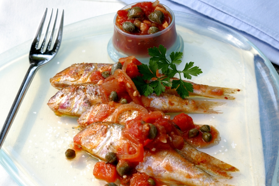 Red Mullets and Capers make this a specialty of the Cyclades, in the Aegean.