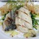 Fish with greens and avgolemono sauce