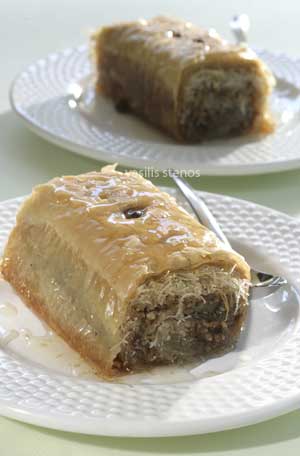Kataifi Ioanina Style is wrapped in Phyllo