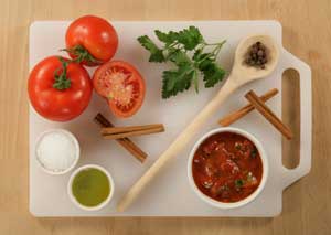 Greek Tomato Sauce Components include extra virgin olive oil, cinnamon, and allspice.