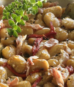 Giant Beans with Roasted Red Peppers, Olives, & Feta