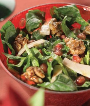 Spinach, Caramelized Walnut & Smoked Turkey Salad