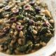 Black-eyed peas braised with greens and Kalamata olives.