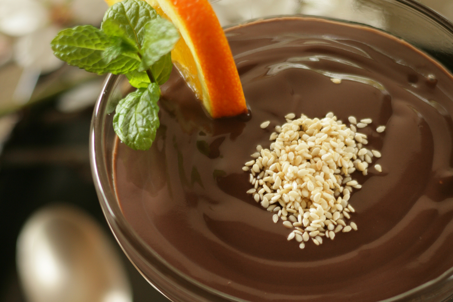 Tahini-Chocolate Mousse with Almond Milk