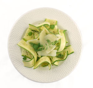 Raw Zucchini Salad w/ Mastiha Oil & Cretan Graviera Cheese