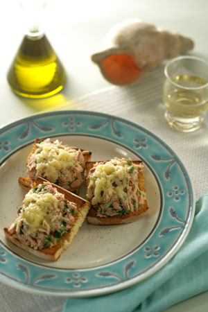 Greek-Style Tuna Melt with Kasseri Cheese and Olives