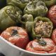 Vegetarian rice stuffed tomatoes