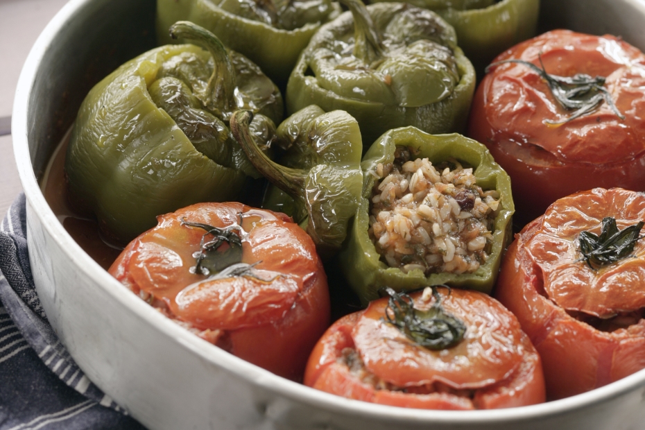 Vegetarian rice stuffed tomatoes