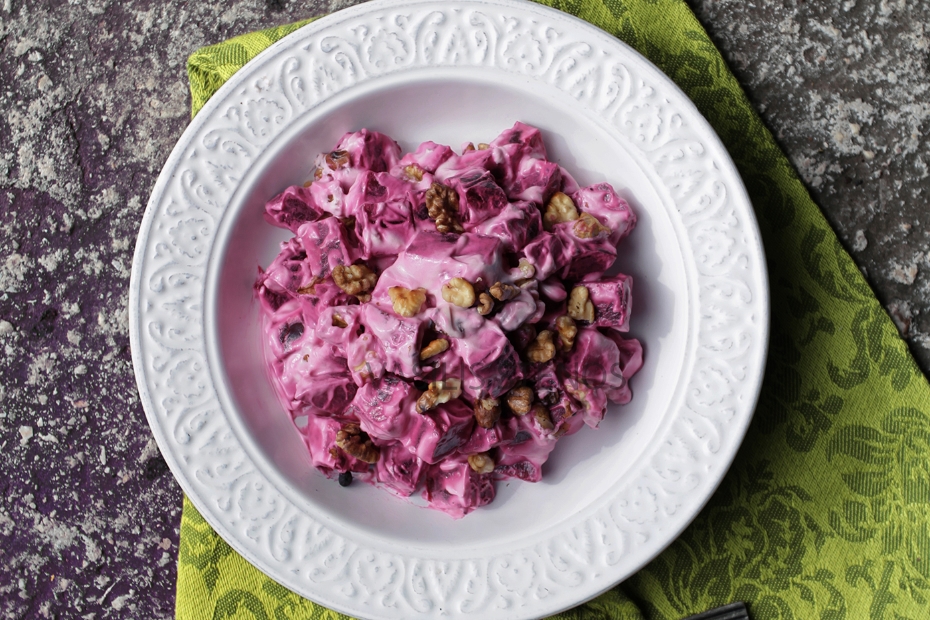 Beets with Greek Yogurt & Walnuts