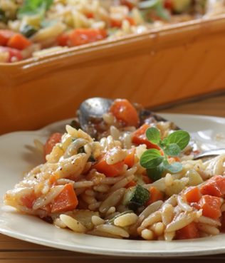 Baked Vegetable Orzo Casserole - Yiouvetsi