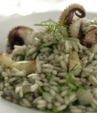 Squid Ink Risotto with Mastiha Liqueur