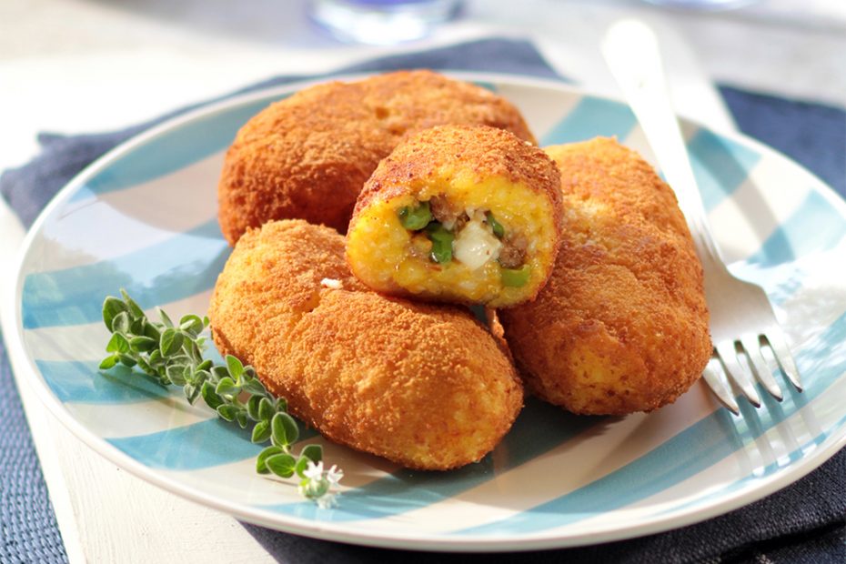 Rice Croquettes with Peas and Saffron