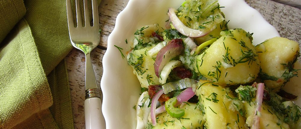 Ikaria potato salad with herbs and scallions