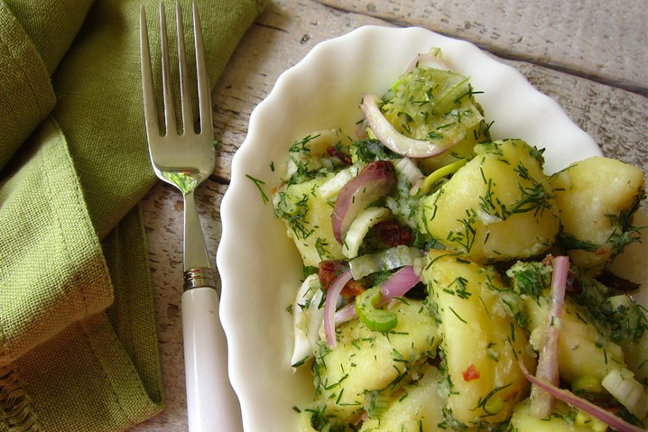 Ikaria potato salad with herbs and scallions