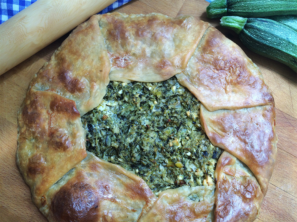 Open Faced Zucchini Herb Phyllo Pie