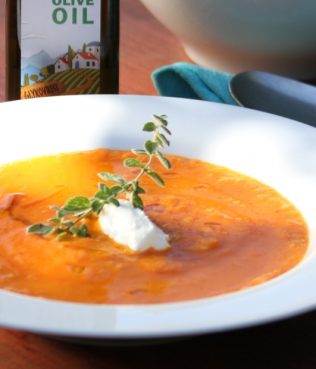 Fresh Chilled Tomato Soup with Bulgur and Greek Olive Oil