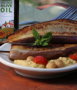 Grilled, Marinated Eggplant Skewers with Greek Hummus Grilled, Marinated Eggplant Skewers with Greek Hummus