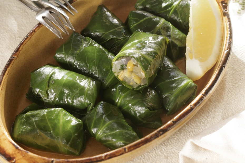 Collard Greens Filled with Corn, Ikaria Longevity Cooking