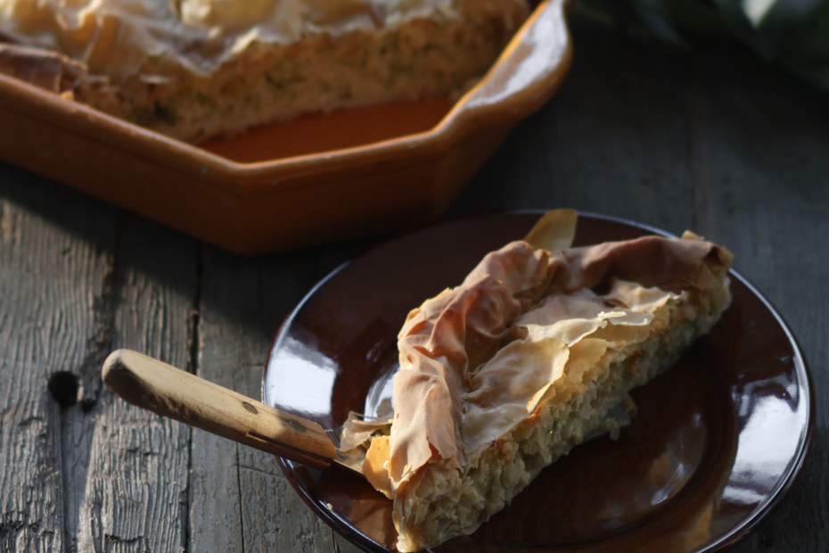 Leek Pie with yogurt and herbs