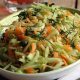 Winter salad with grated broccoli stalks, cabbage and carrots.
