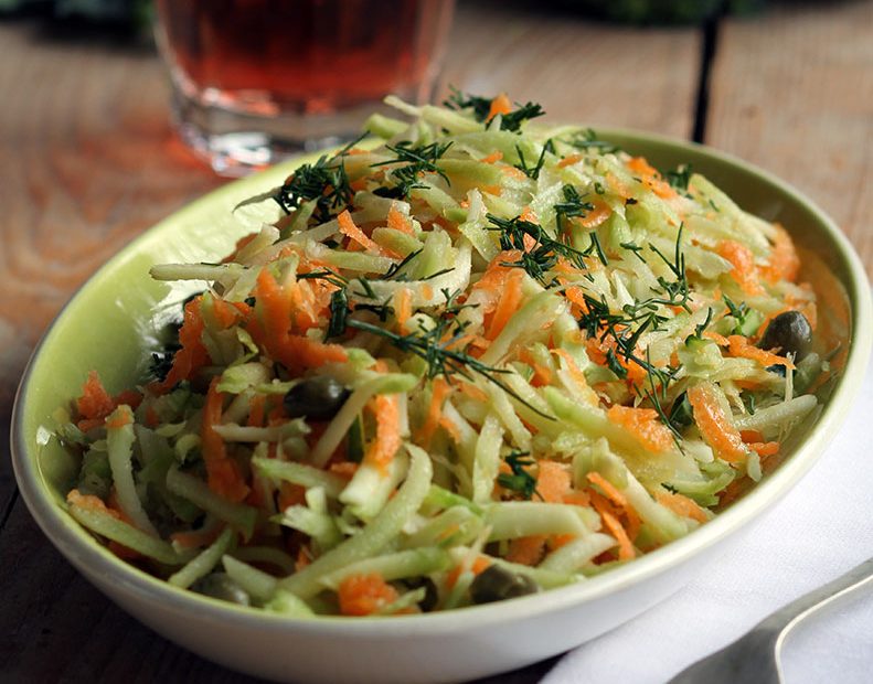 Grated Broccoli Stalks and Carrot Salad