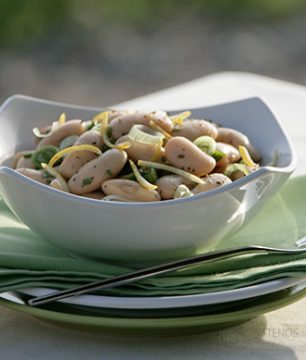 Giant Bean Piaz, a classic salad in Thessaloniki tavernas.  Photo: Vassilis Stenos