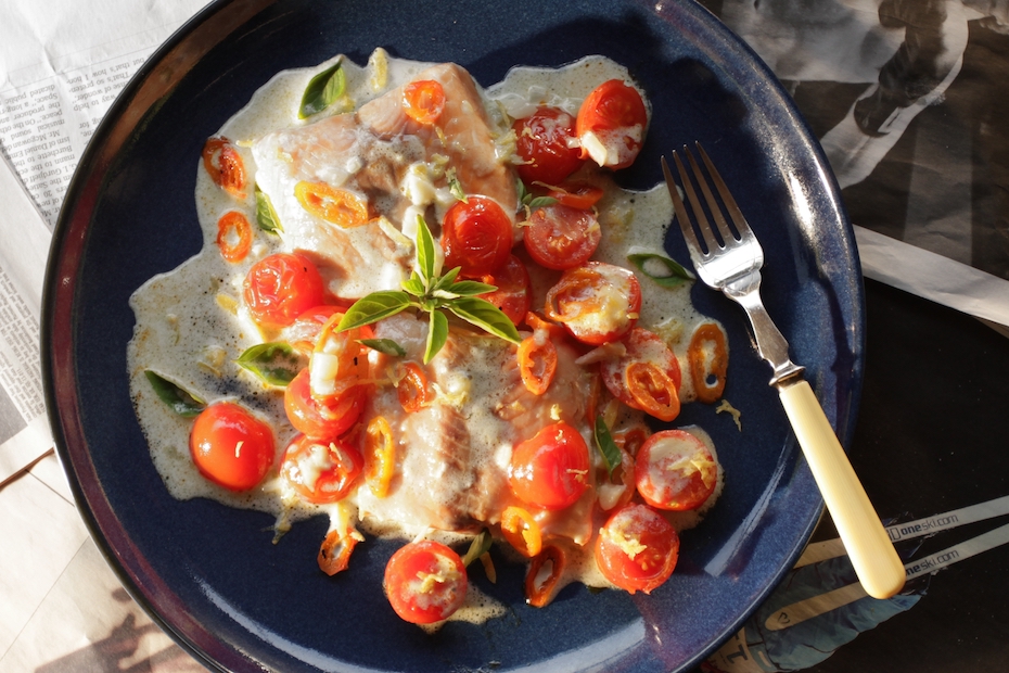 Easy Salmon in Greek Yogurt Ouzo Cream Sauce