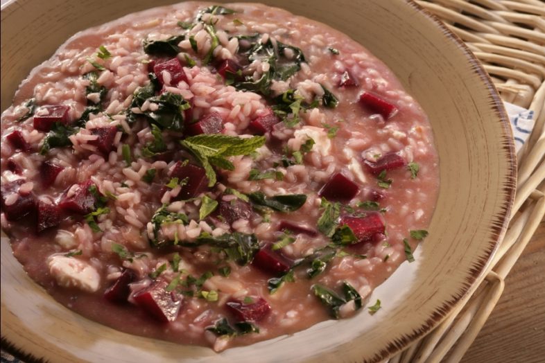 Beet Risotto with Feta Mediterranean Diet, Healthy Greek & Blue Zone