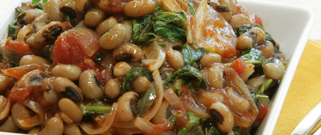 Greens andblack eyed peas can be prepared in countless ways.