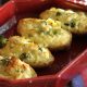 Potato skins stuffed with Broccoli, Feta, and Greek Yogurt