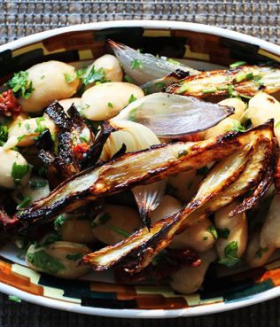 Greek Tea-Smoked Giant Bean Salad with Charred Vegetables