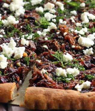Red Cabbage-Caramelized Onion Tart with Whole Wheat Phyllo