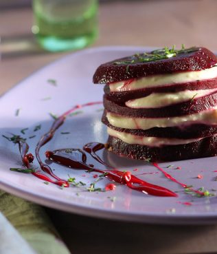 Beet Napoleon with Taramosalata
