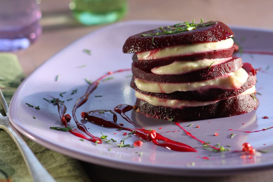 Beet Napoleon with Taramosalata
