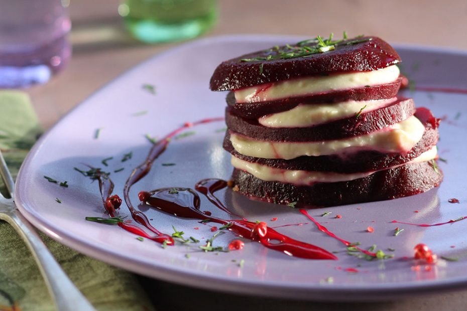 Beet stacks with whipped feta