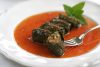 Halkidiki Dolmades - Vegetarian Stuffed Grape Leaves in Fresh Tomato Sauce