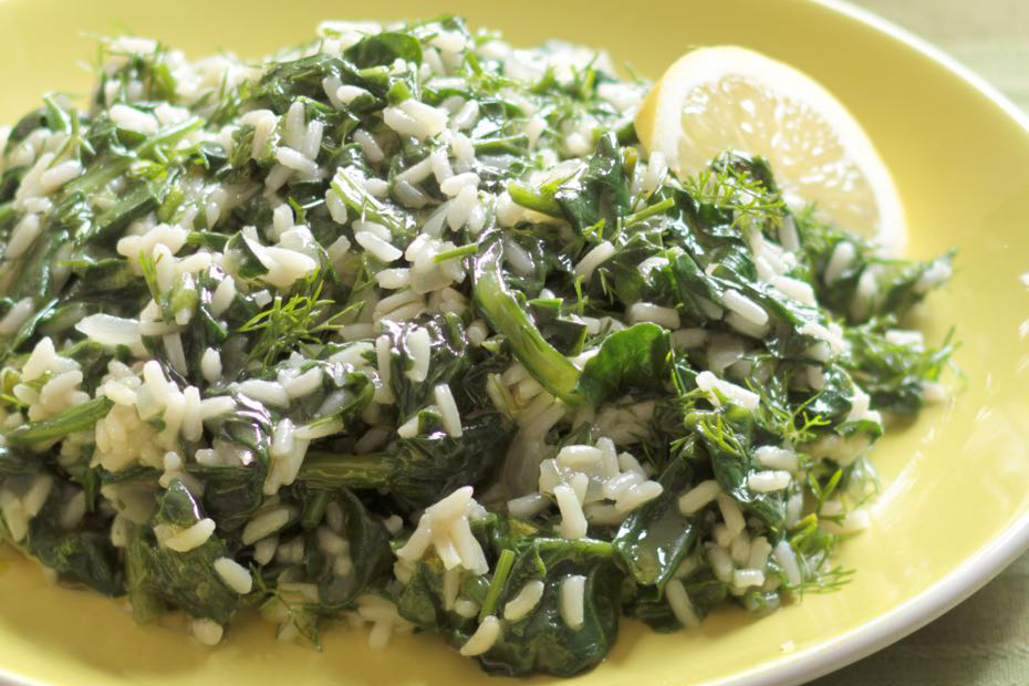 Spinach rice, also called spanakorizo