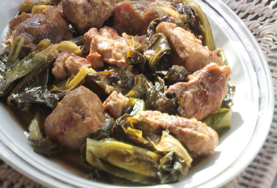 Lemony Pork Braised with Collard Greens