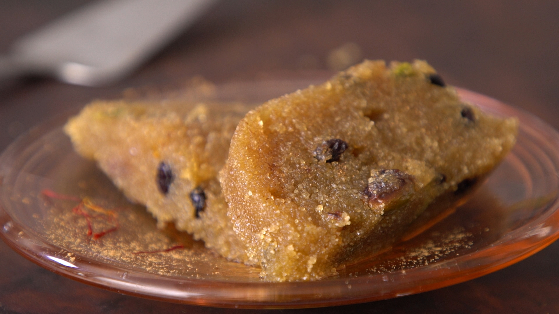 Halva, Orange-Spiced Semolina Pudding Cake with Dried Halva, Orange-Spiced Semolina Pudding Cake with Dried