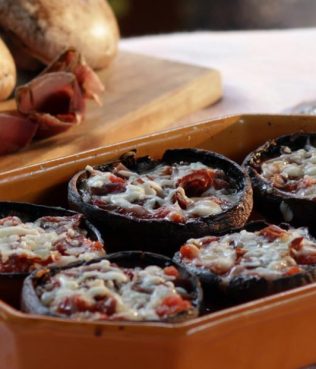 Portobellos Stuffed with Kasseri and Pasturma