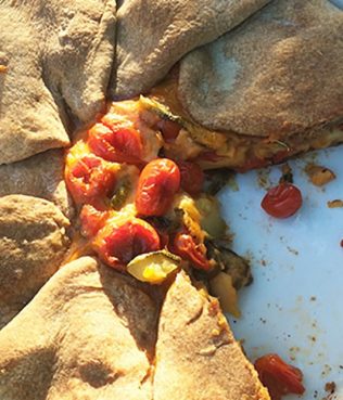 Cherry Tomato-Zucchini-Haloumi Pie with Whole Wheat Filo