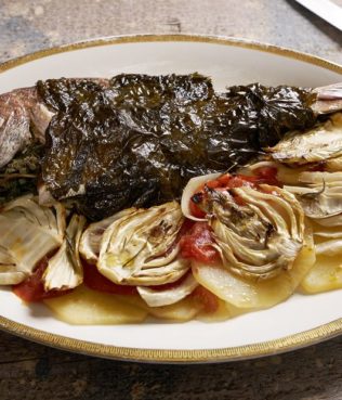 Fish Wrapped in Grape Leaves