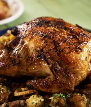 Roasted Chicken Stuffed with Figs and Olives